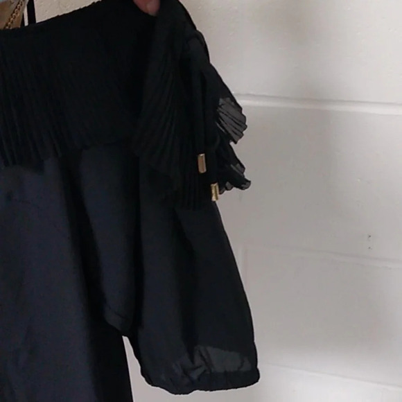 CITY CHIC OFF SHOULDER, BLOUSE, PLEATED RUFFLE SHEER BLACK - Picture 2 of 8